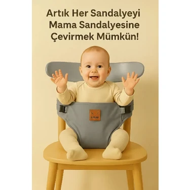 Taşınabilir Güvenli Mama Sandalyesi - Aibar Marka, Gri