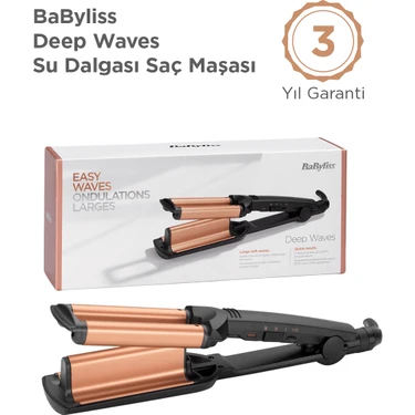 BaByliss Deep Waves 200 Derece 3 Isı Ayarlı Turmalin Seramik Kaplama Plaka Su Dalgası Wag Saç