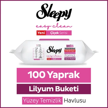 Sleepy Easy Clean Lilyum Buketi Yüzey Temizlik Havlusu Mendili 100