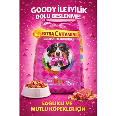 Goody Yetişkin Köpek Maması 15 Kg – Kuzu ve Pirinç İçerikli, Dengeli ve Besleyici