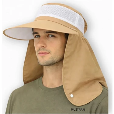 Mustran Unisex Uv Korumalı Geniş Siperli Ense Korumalı Yazlık Güneş Şapkası Plaj Tarla Günlük