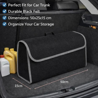 Meyzone Cırtcırtlı Gri Çizgili Araba Bagaj Çantası Dayanıklı Oto Halı Organizer 50x15x25