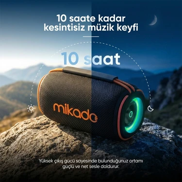 Mikado MD-33BT Siyah Ipx6 60W Rgb Işıklı 7200MAH Tf Kart+Usb Destekli Bluetooth