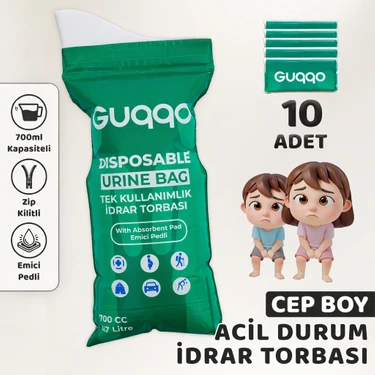 Guqqo Taşınabilir Lazımlık Pisuvar 10 Adet Idrar Torbası Seyahat Emici Pedli Portatif Katlanabilir