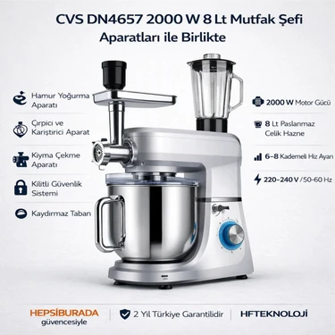 Cvs 2000 W Mutfak Şefi 8 Lt. Paslanmaz Çelik Kase + Dijital Fiyatı