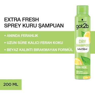 Got2B Extra Fresh Kuru Şampuan 200 ml Yağlı Saçlar İçin Arındırıcı ve Beyaz Kalıntı Bırakmayan