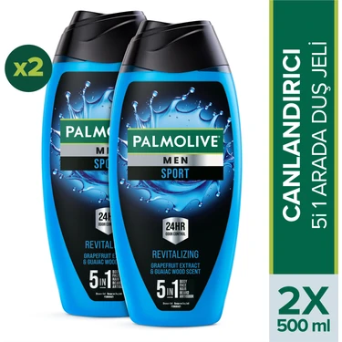 Palmolive Men Sport 5i1 Arada Canlandırıcı Duş Jeli 500 ml x2 Ferahlatıcı Turunçgil