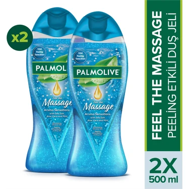 Palmolive Aroma Sensations Feel The Massage Peeling Etkili Duş Jeli 500 ml x2 Doğal Yağ ve Aloe