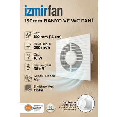 VentEurope Refined 150 Bd 15 cm Kapaklı Banyo Wc Aspiratör Havalandırma Fanı