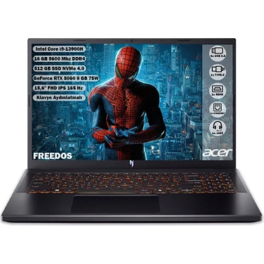 Acer ANV15-52 i9-13900H 16 GB Ram 512 GB SSD Rtx 5060 15.6" Fhd IPS 165 Hz Freedos