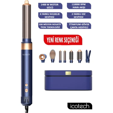 Icotech HS60 Mavi 7 In 1 Multi Styler Saç Şekillendirici Saç Maşası Hava Üflemeli Saç