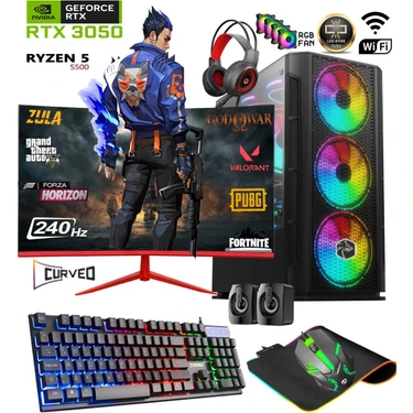 Apphirex TC66X Ryzen 5 5500 32GB 1tb M.2 Nvme SSD RTX3050 24" 240HZ Oyuncu Masaüstü Bilgisayarı