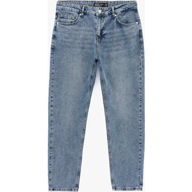 Koton Pamuklu Regular Fit Normal Bel Düz Paça Denim Pantolon - Tapered