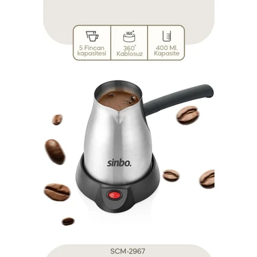 Sinbo SCM-2967 Elektrikli Türk Kahve Makinesi 400 ml – Taşma Önleyici, Şık