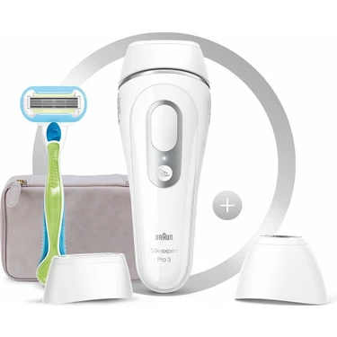 Braun Silk Expert Pro 3 PL3133 300.000 Atımlı Beyaz IPL Cihazı ile Seyahat Çantası ve