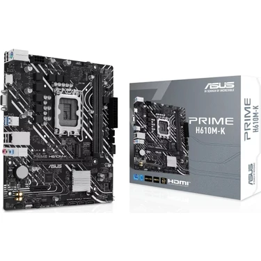Erdo Ticaret Asus Prıme H610M-K, 2xddr5, M.2, D-Sub, Hdmı, 12-13.14.nesil, LGA1700 Soket,