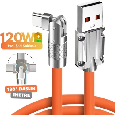 Alfais 6015 USB To Type C Hızlı Şarj Data Kablosu Çevirici Dönüştürücü Adaptör 180° Döner 120W