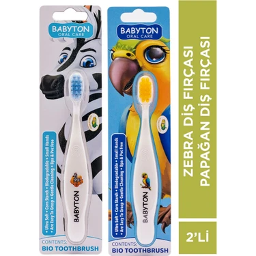 Babyton Ekolojik Zebra - Papağan Diş Fırçası 2'li