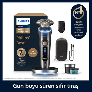 Philips i9000 Ultra SkinIQ Islak&Kuru Tıraş Makinesi Açık Gri Renkli 360° Başlıklarla Kablosuz
