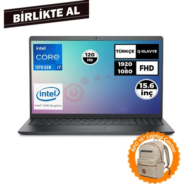Dell Vostro 3530 Intel Core I7-1355U 32GB 512GB SSD 15.6" Fhd 120Hz W11P Laptop + Çanta