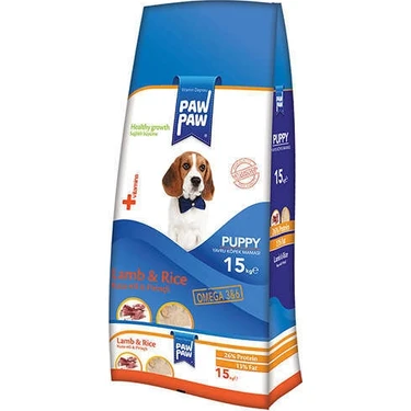 Pawpaw Yavru Köpek Maması 15 Kg Kuzu Etli Ve Pirinçli İçerik ile Omega-3