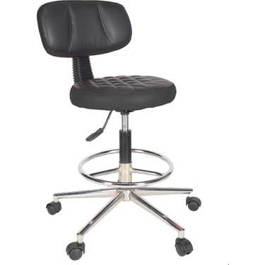 Gizmo Ofis Büro Tekerlekli Çalışma Tabure Sandalyesi B1000 Siyah Ergonomik Tasarım ile Konforlu