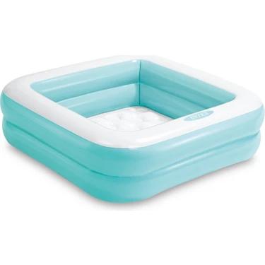 Depomiks Intex Şişme Tabanlı Bebek Havuzu - Mini Kare Bebek ve Çocuk Havuzu 86X86X25 cm - Yumuşak