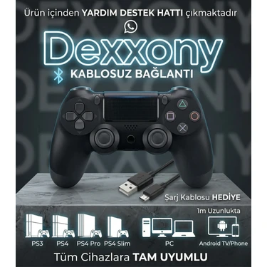 Dexxony Premium Ps4 / Pro / Slim Uyumlu Kablosuz Oyun Kolu - V2 Çift Titreşimli Bluetooth