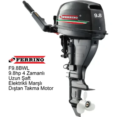 Ferrino 9.8 Hp 4T Dıştan Takma Motor (Model:F9.8BWL-R) Uzun Şaft