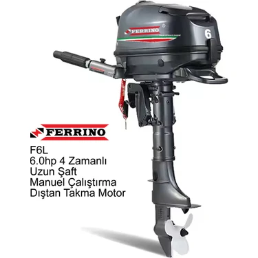 Ferrino 6 Hp 4T Dıştan Takma Motor (Model:F6BML) Uzun Şaft