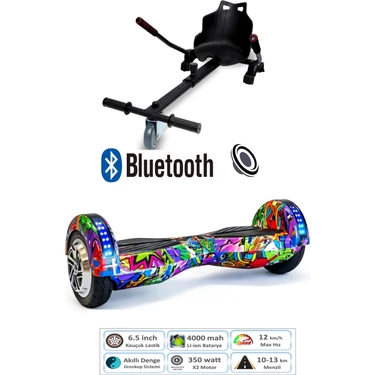 Citymate Smart Balance Elektrikli Kaykay Hoverboard 8.5 Inch + Hoverkart Set Akıllı Dengeli Ledli