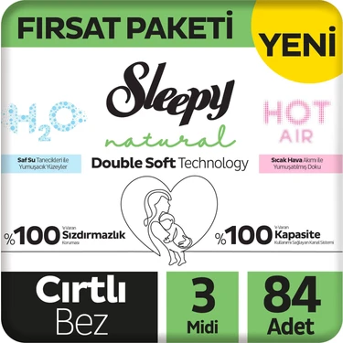 Sleepy Natural Double Soft Fırsat Paketi Bebek Bezi 3 Numara Midi 84