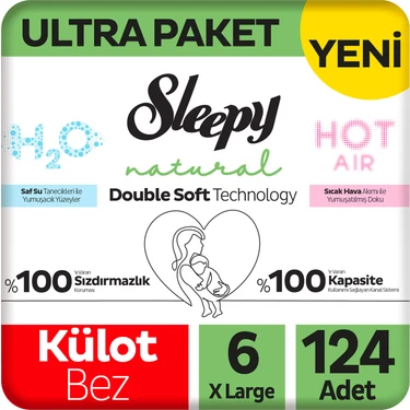 Sleepy Natural Double Soft Ultra Paket Külot Bez 6 Numara Xlarge 124