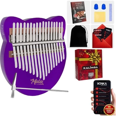 Midex KLX-660 Mor Renk Cam Kalimba 17 Tuşlu Full Set Fiyatı
