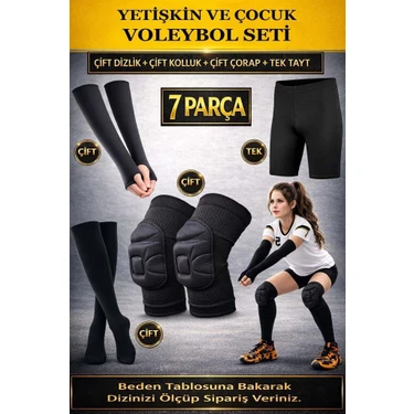 Liggo Yetişkin ve Çocuk Voleybol Dizliği Voleybol Kolluğu Tayt Çorap Seti 7