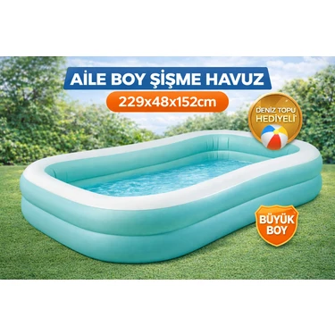 SAYICI Kids Aile Boy Şişme Havuz Geniş Iç Hacim Dayanıklı 229X152X48 cm – Bahçe