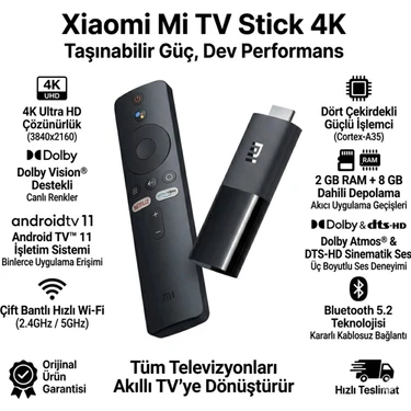 Xiaomi Tak Çalıştır Özelliği ile Mi Tv Stick 4K Android Medya