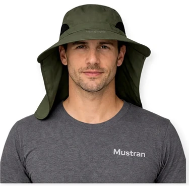 Mustran Uv Korumalı Sök Tak Maskeli Unisex Enseli Güneş Şapka Sinek Koruyucu Tarla Balıkçı Kamp