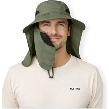 Mustran Uv Korumalı Sök Tak Maskeli Enseli Güneş Şapkası Unisex Outdoor Yazlık