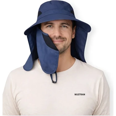 Mustran UV Korumalı Sök Tak Maskeli Enseli Güneş Şapkası Unisex Outdoor Yazlık