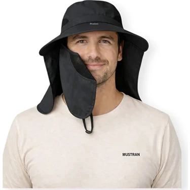 Mustran UV Korumalı Sök Tak Maskeli Enseli Güneş Şapkası Unisex Outdoor Yazlık