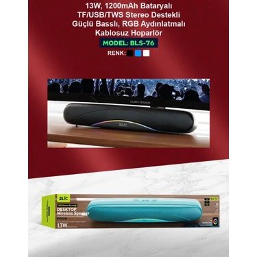 Azurtech Bls-76 Bluetooth Soundbar Hoparlör 13W – Rgb Işıklı Fiyatı