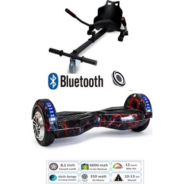 Citymate Smart Balance Elektrikli Kaykay Hoverboard 8.5 Inch + Hoverkart Set Akıllı Dengeli Ledli