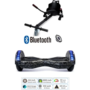 Citymate Smart Balance Elektrikli Kaykay Hoverboard 8.5 Inch + Hoverkart Set Akıllı Dengeli Ledli