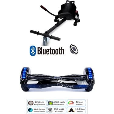 Citymate Smart Balance Elektrikli Kaykay Hoverboard 8.5 Inch + Hoverkart Set Akıllı Dengeli Ledli