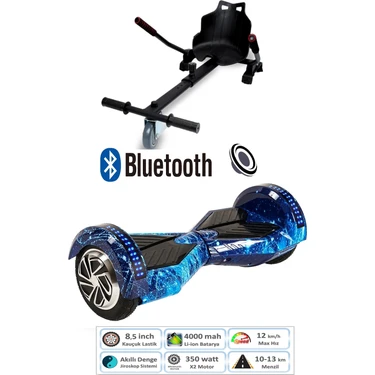 Citymate Smart Balance Elektrikli Kaykay Hoverboard 8.5 Inch + Hoverkart Set Akıllı Dengeli Ledli