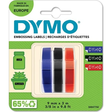 Kitabevimden Dymo Kabartma Şerit 9MMX3MT 3 Lü Bls K/s/m