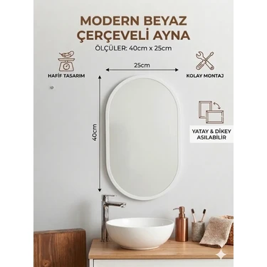 Ant Home Çerçeveli Ayna, Duvar Aynası, Masa Aynası, Minyatür 40X25