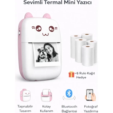 Omaze Mini Termal Yazıcı Kablosuz Telefon Bağlantılı Uygulama Kontrollü Etiket Baskı