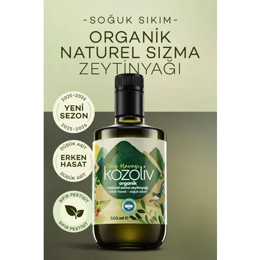 Kozoliv Organik Erken Hasat Soğuk Sıkım Zeytinyağı - İçimlik - Anne & Bebek & Çocuk - Dağ Havası